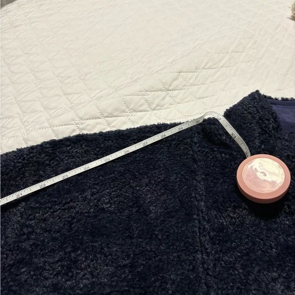 Sincerely Jules for Bandier Navy and Green Cropped Half Zip Sherpa Pullover - Picture 7 of 9